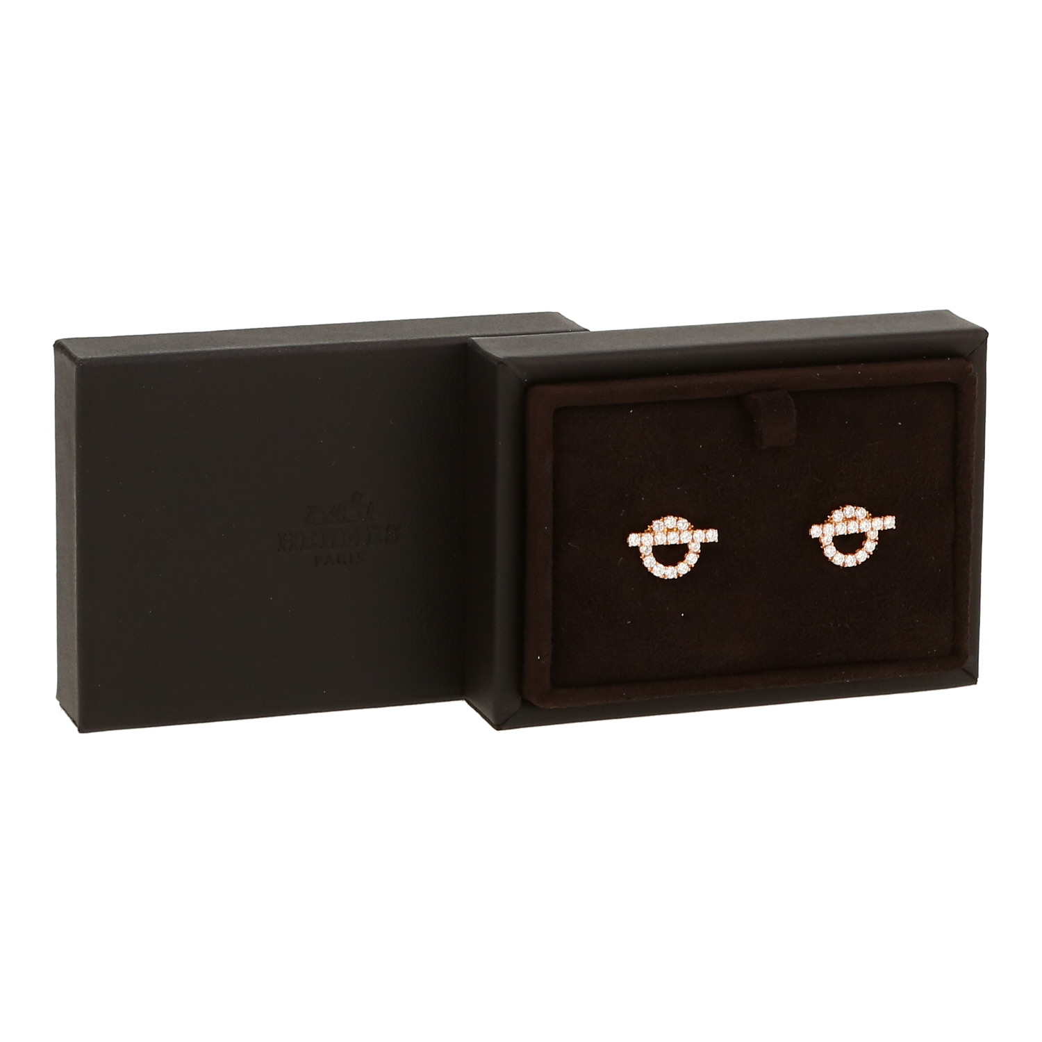 Hermès Finesse earrings in pink gold and diamonds - Detail D2