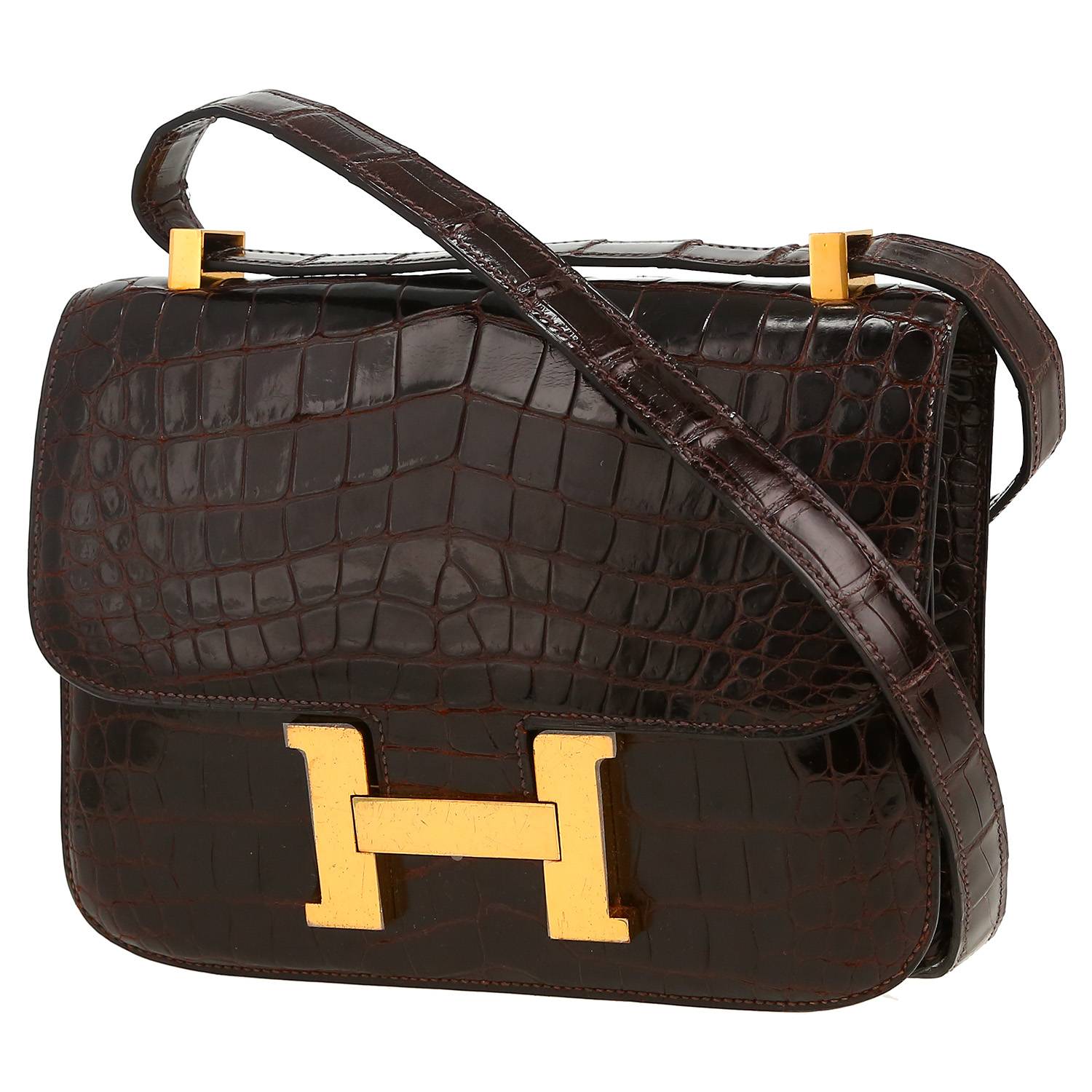Borsa Hermès  Constance in coccodrillo marrone