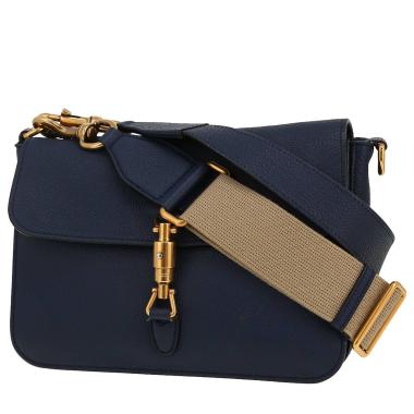 Gucci  Jackie Soft shoulder bag  in blue grained leather