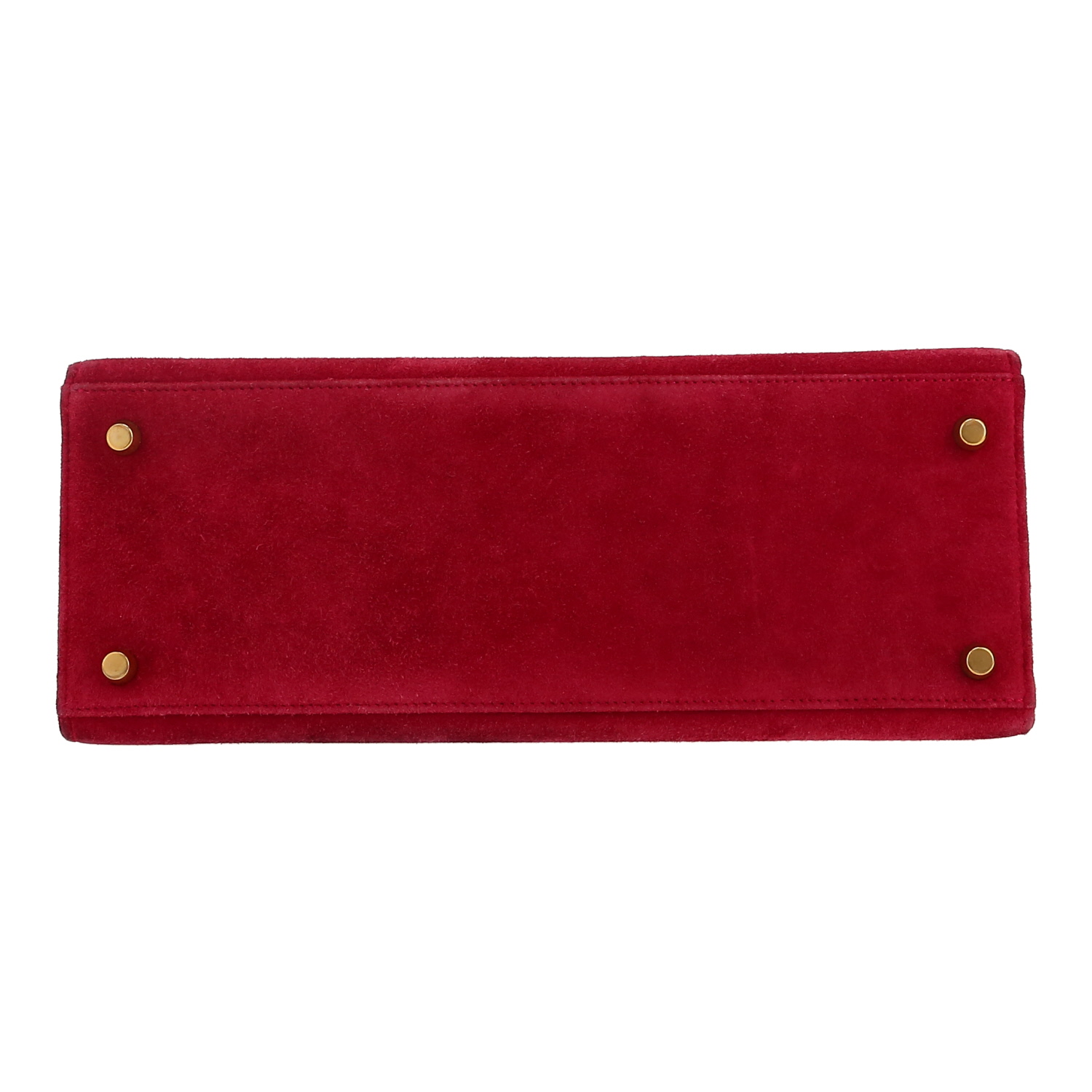 Bolso de mano Hermès  Kelly 28 cm en cuero de ternero doblis color frambuesa - Detail D1