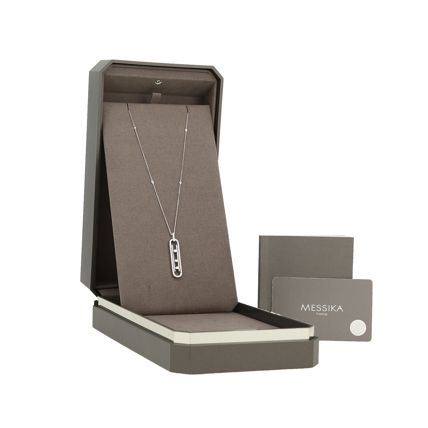 Messika Move necklace in white gold and diamonds - Detail D2