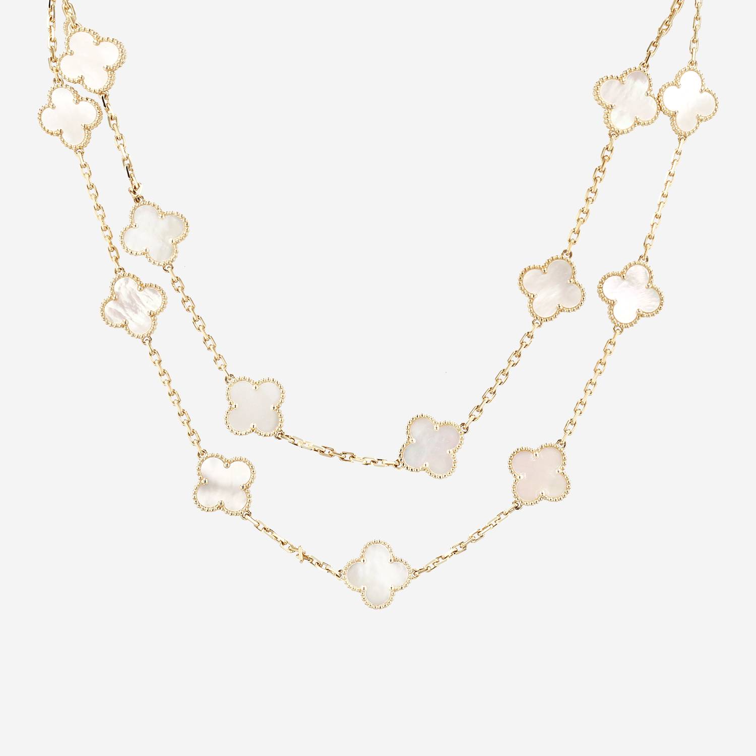 Van Cleef 
Arpels Vintage Alhambra long necklace in yellow gold and mother of pearl