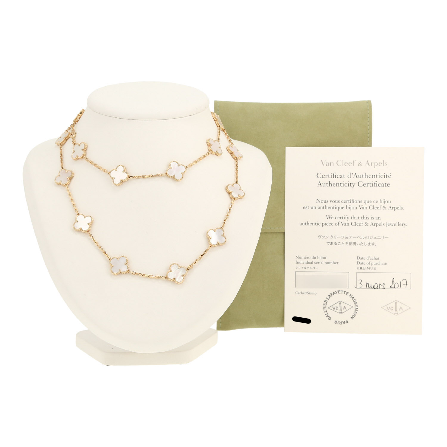 Sautoir Van Cleef & Arpels Vintage Alhambra en or jaune et nacre - Detail D2