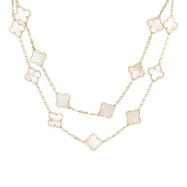 Collana lunga Van Cleef & Arpels Vintage Alhambra in oro giallo e madreperla