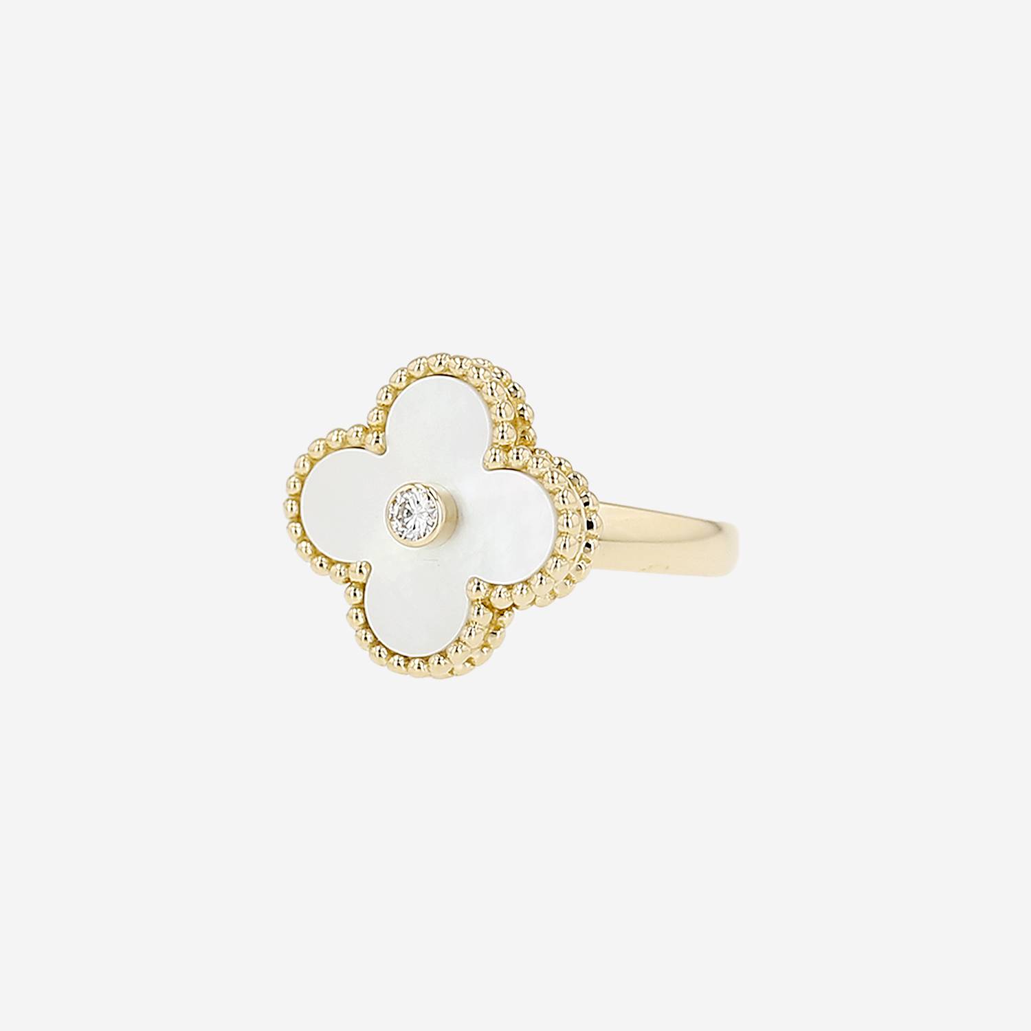 Bague Van Cleef & Arpels Vintage Alhambra en or jaune, nacre et diamant