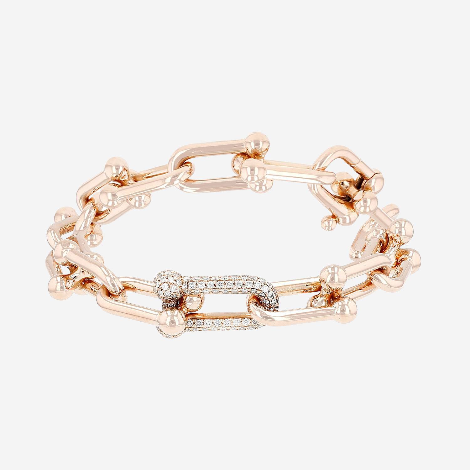 Tiffany & Co City HardWear large model bracelet in pink gold and diamonds