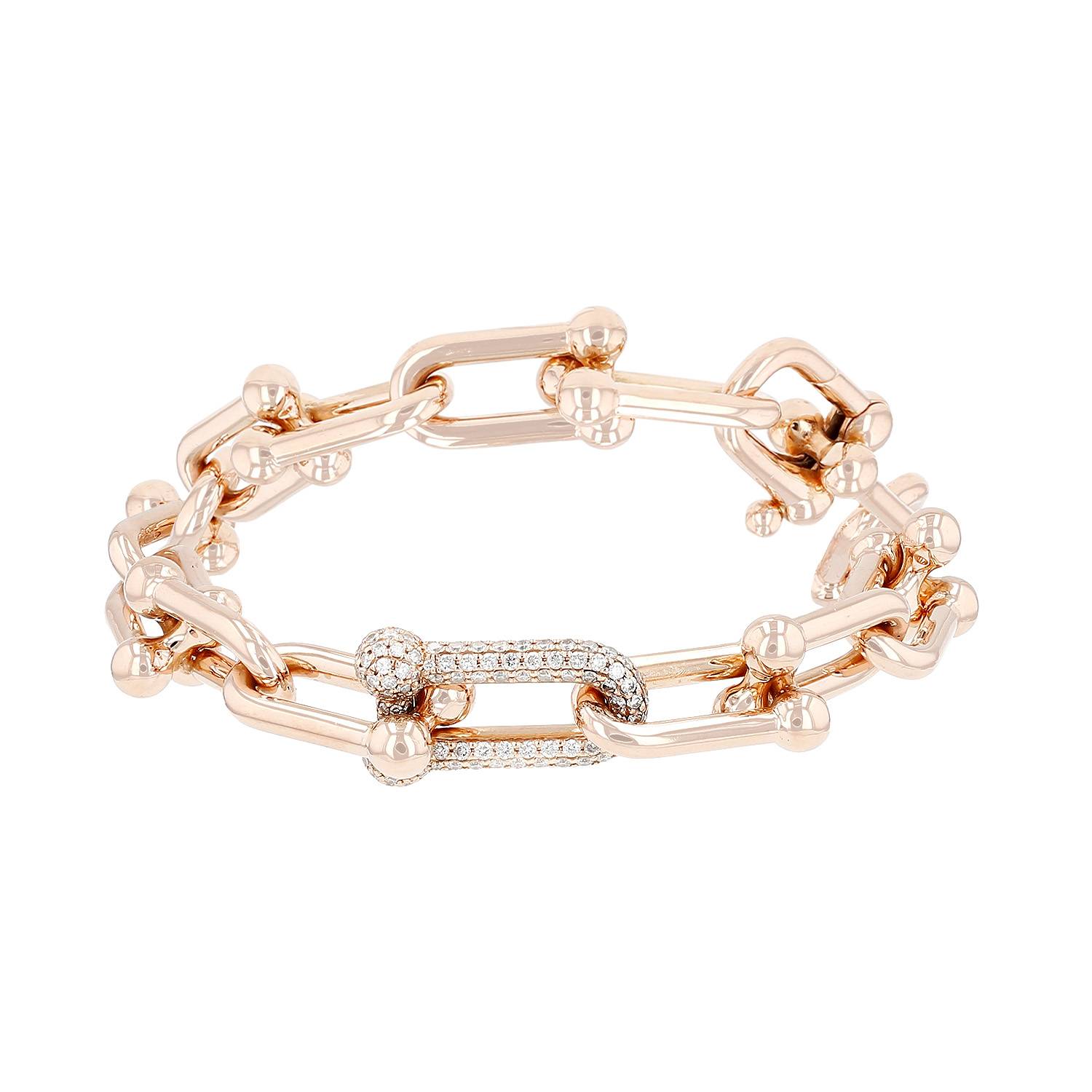 Tiffany 
Co City HardWear large model bracelet in pink gold and diamonds