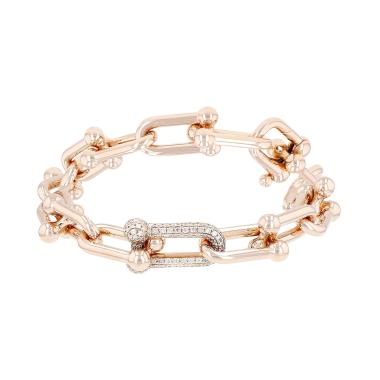 Bracelet Tiffany & Co City HardWear grand modèle en or rose et diamants
