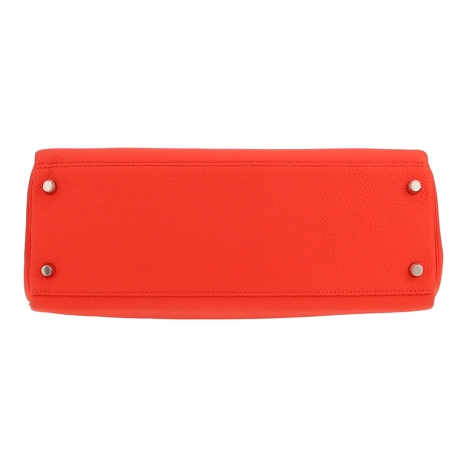 Hermès  Kelly 32 cm handbag  in orange Capucine togo leather - Detail D1