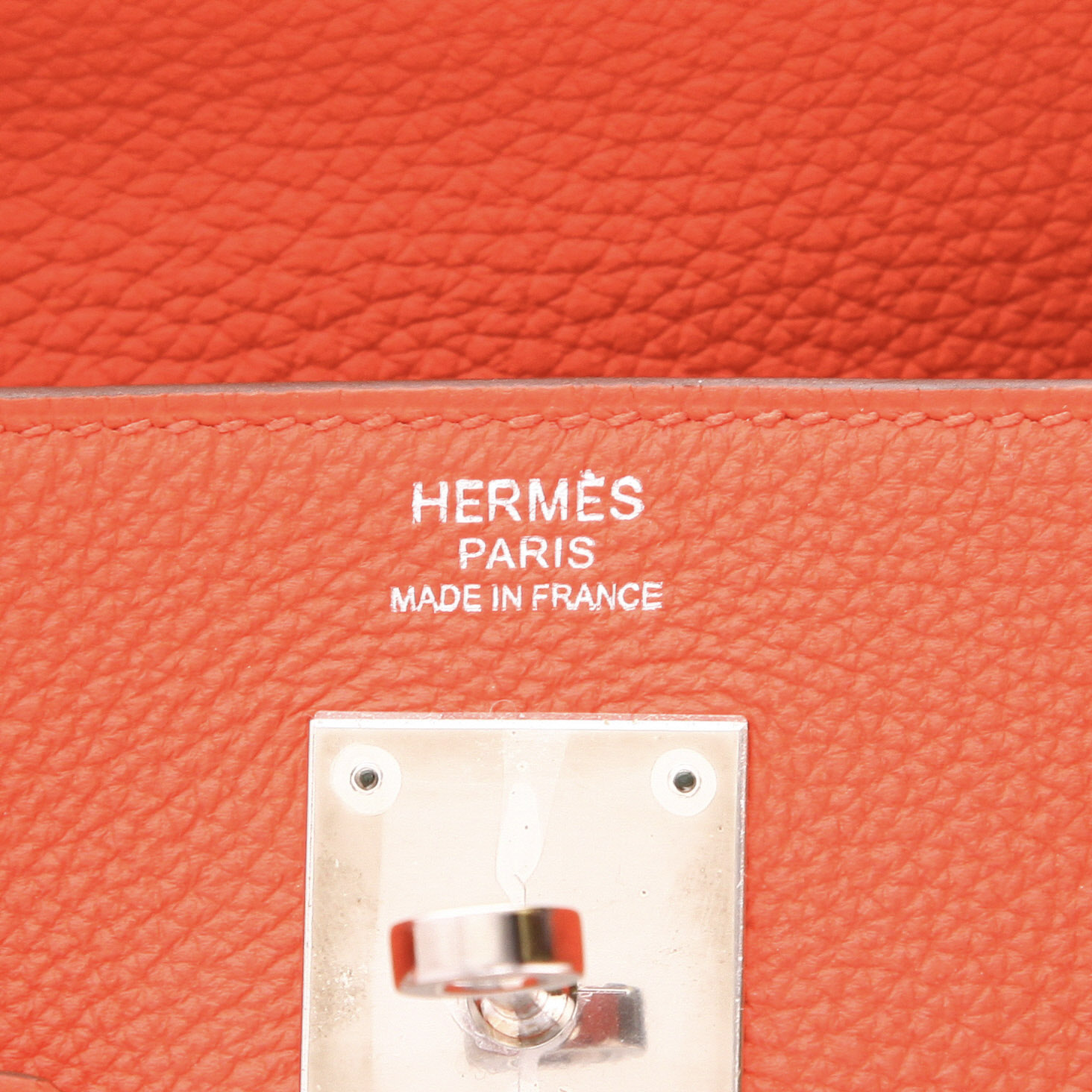 Sac à main Hermès  Kelly 32 cm en cuir togo orange Capucine - Detail D2