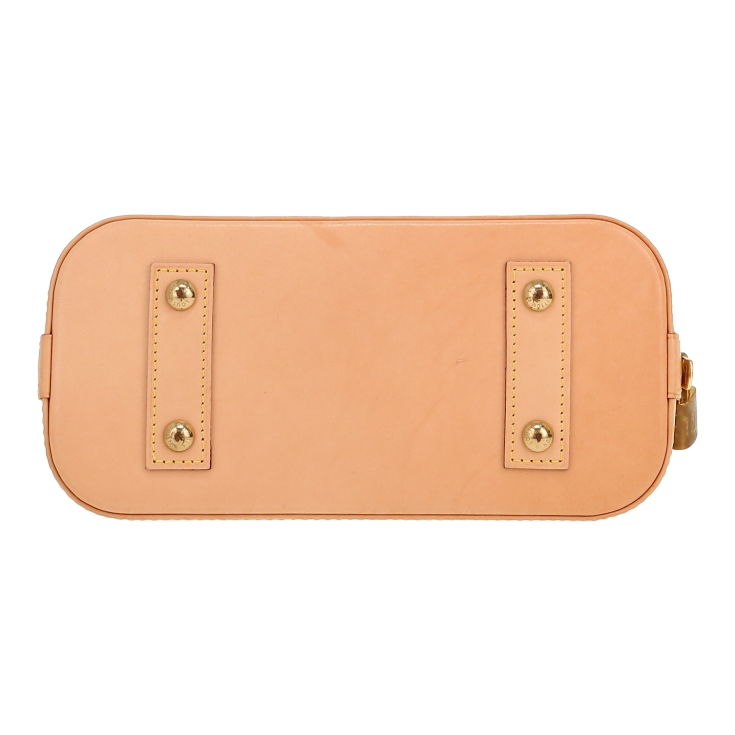 Bolso bandolera Louis Vuitton  Alma BB en lona Monogram marrón y cuero natural - Detail D1