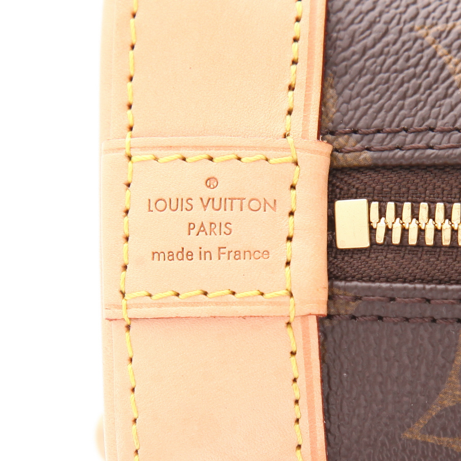 Bolso bandolera Louis Vuitton  Alma BB en lona Monogram marrón y cuero natural - Detail D2