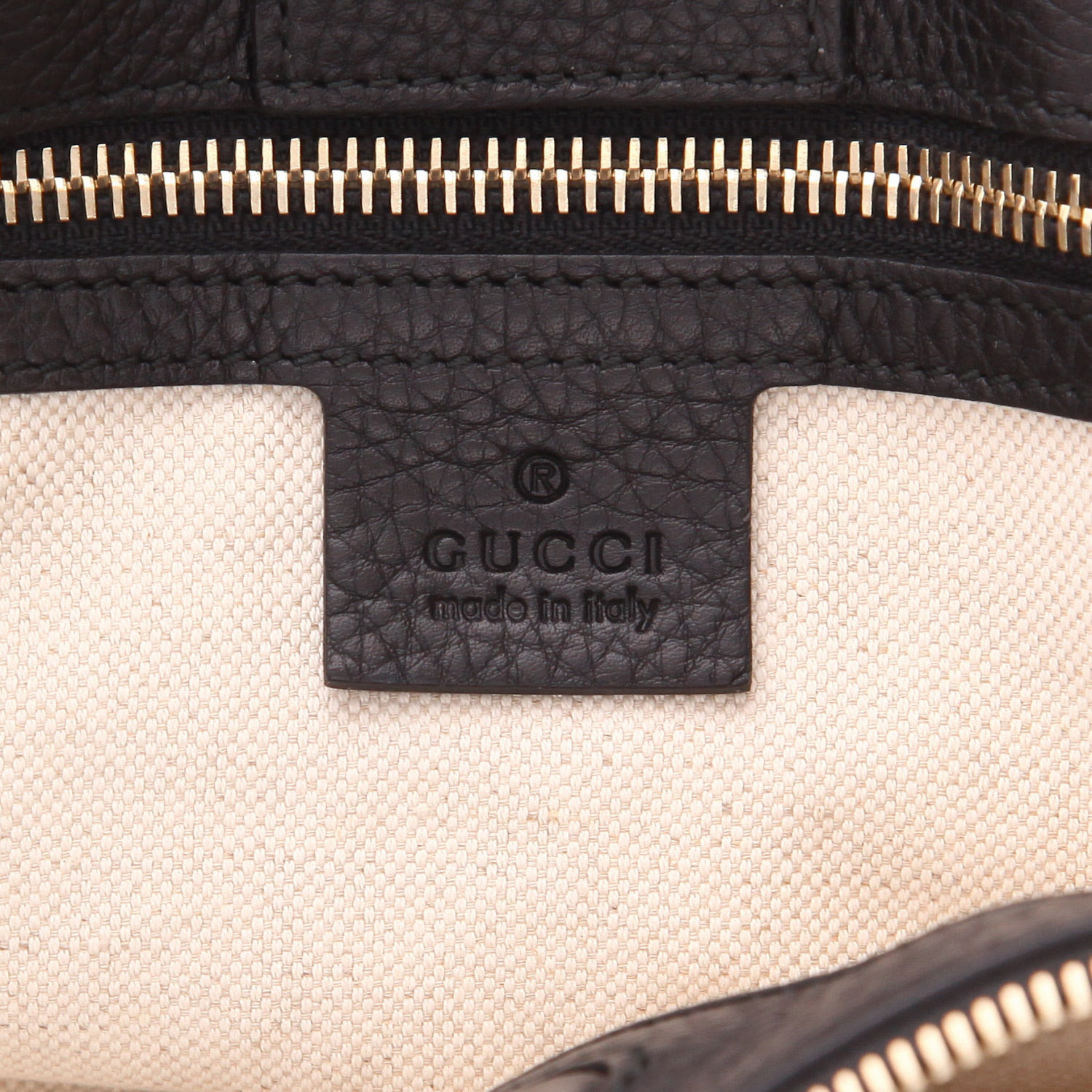 Sac à main Gucci   en toile noire et cuir noir - Detail D2