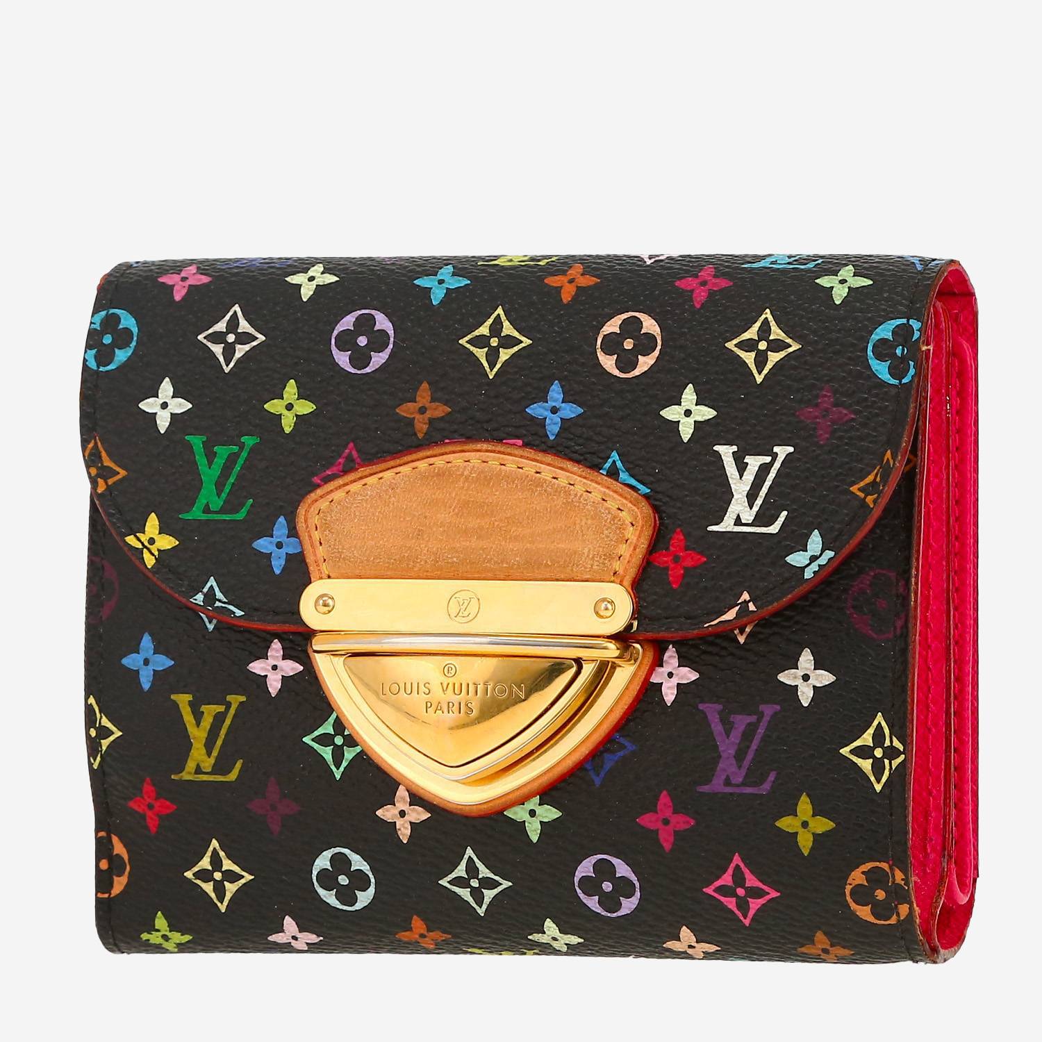 Portefeuille Louis Vuitton   en toile monogram multicolore et noire et cuir naturel