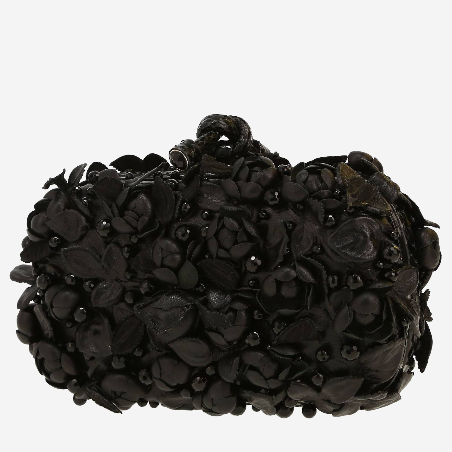 Bottega Veneta Knot pouch in black leather and black python