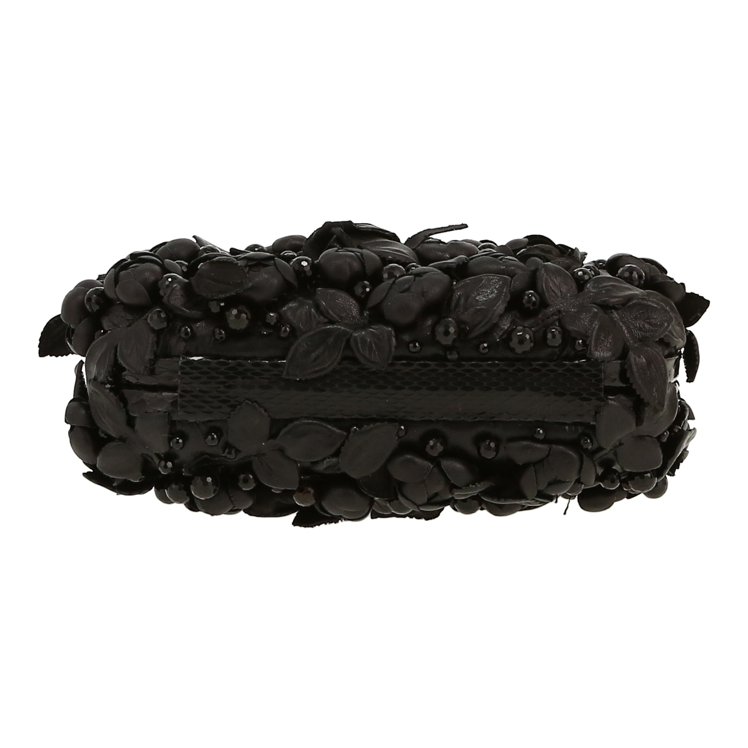 Pochette Bottega Veneta  Knot in pelle nera e pitone nero - Detail D1