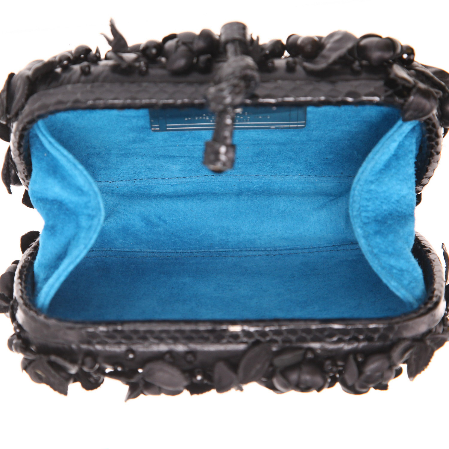 Pochette Bottega Veneta  Knot in pelle nera e pitone nero - Detail D3