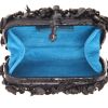 Bottega Veneta  Knot pouch  in black leather  and black python - Detail D3 thumbnail