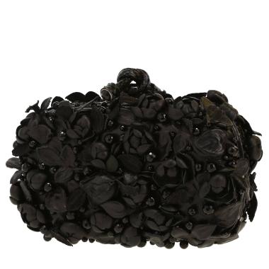 Bottega Veneta  Knot pouch  in black leather  and black python