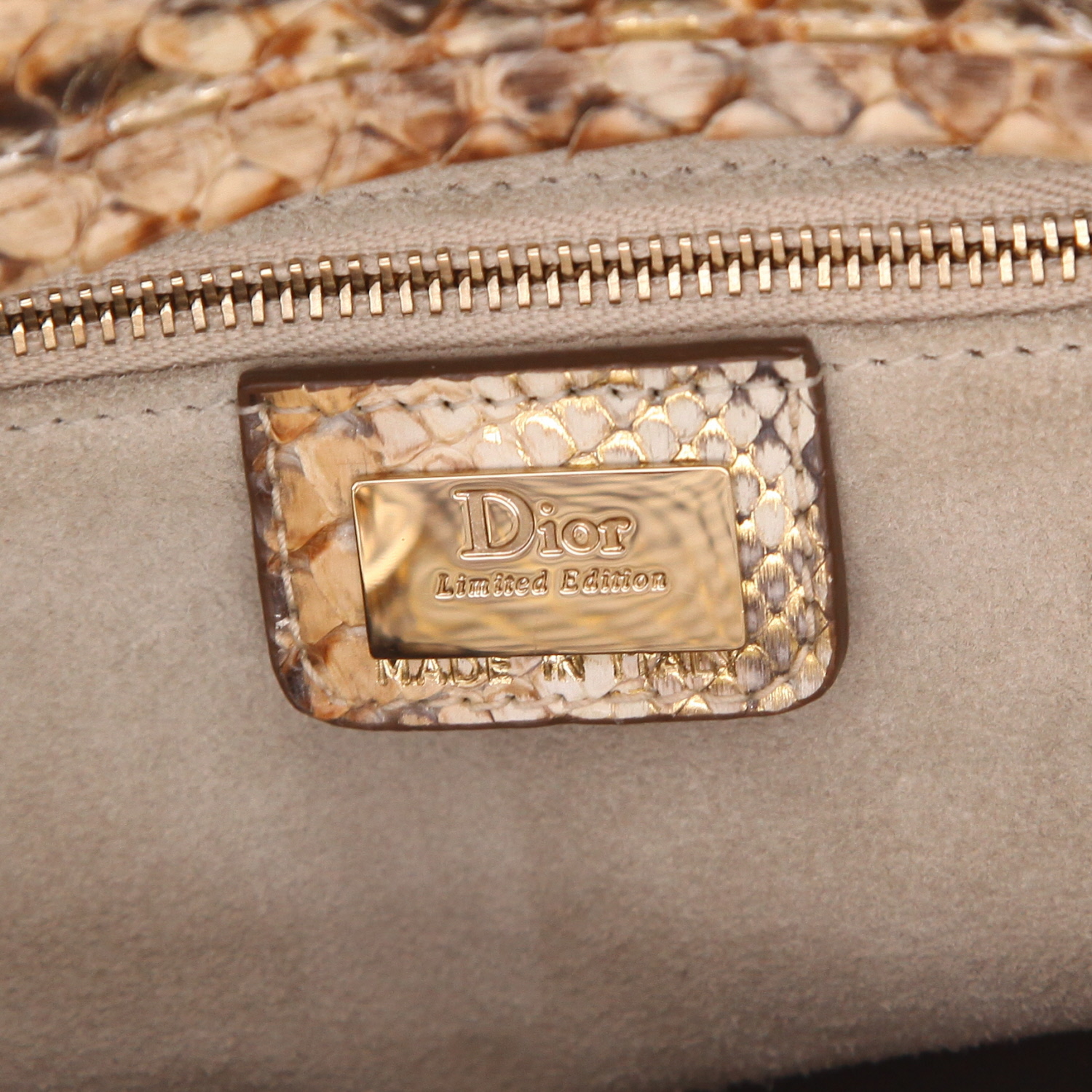Borsa Dior  Lady Dior modello grande  in pitone beige e dorato - Detail D2