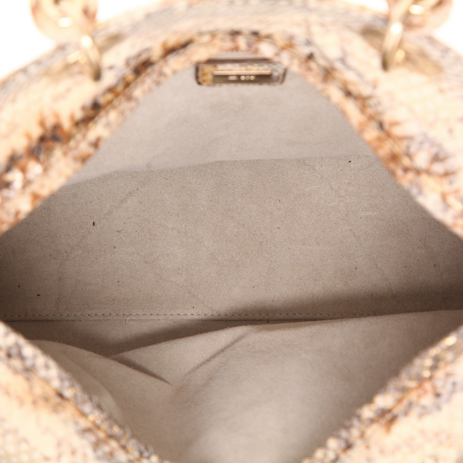 Sac à main Dior  Lady Dior grand modèle  en python beige et doré - Detail D3