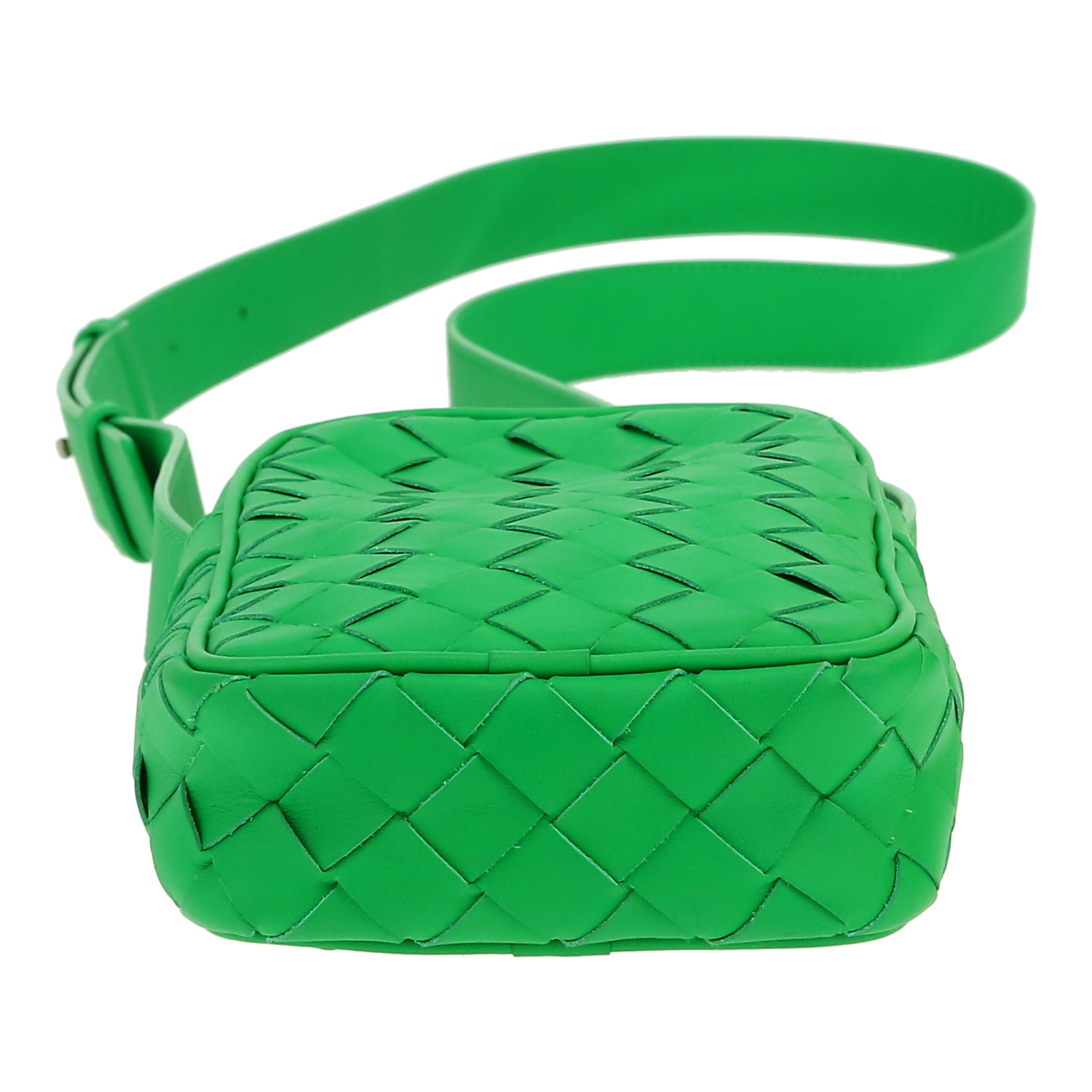 Sac bandoulière Bottega Veneta   mini  en cuir tressé vert et cuir vert - Detail D1