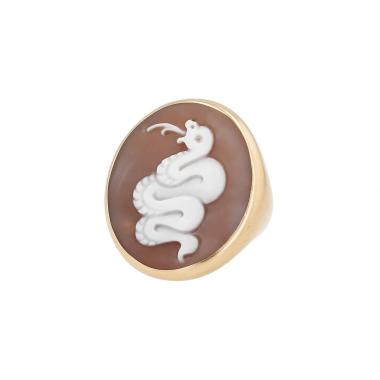 Sortija Pomellato  de oro rosa y ágata