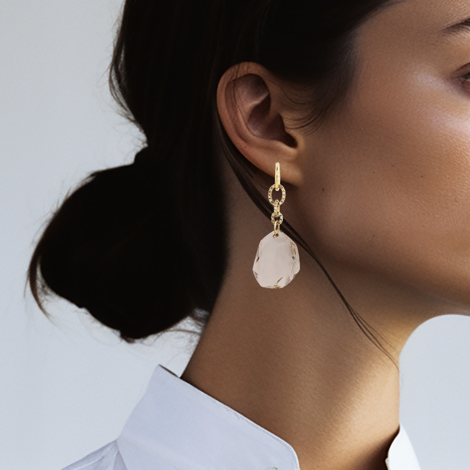 H. Stern Temptation Rock earrings in yellow gold, diamonds and rock crystal