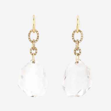 Paire de boucles d'oreilles H. Stern Temptation Rock en or jaune, diamants bruns et cristal de roche