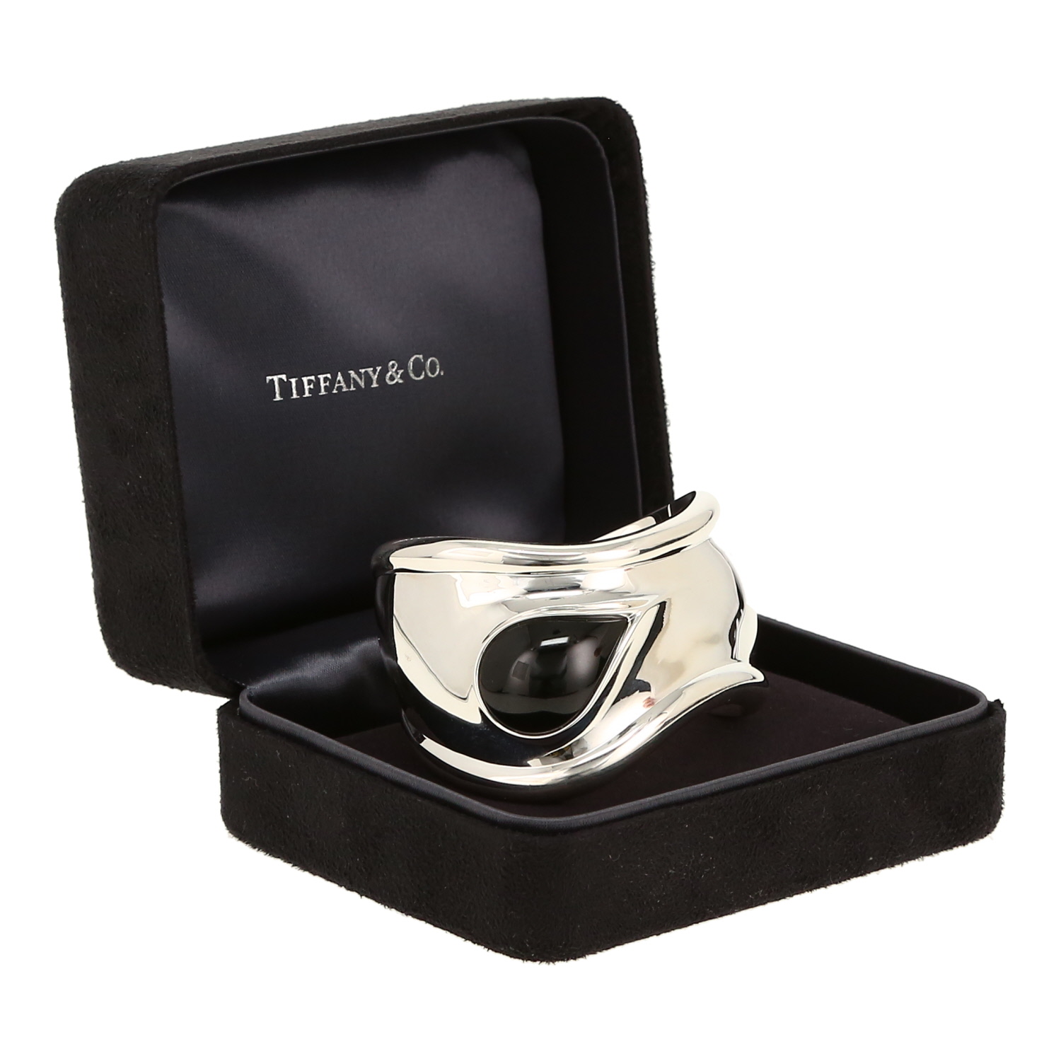 Tiffany & Co Bone small model cuff bracelet in silver and jade - Detail D2