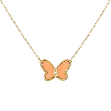 Collar época años 60 Van Cleef & Arpels  de oro amarillo, coral y diamante