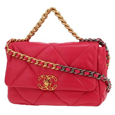 Chanel  19 shoulder bag  in pink quilted leather