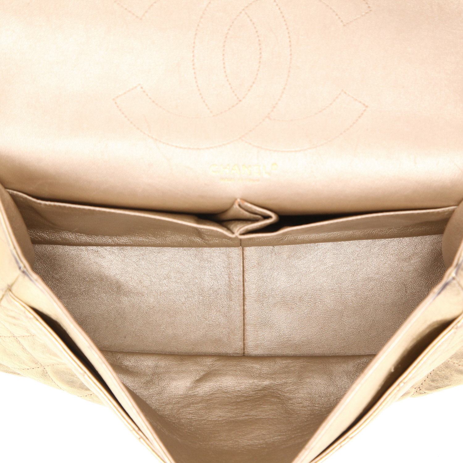 Borsa a tracolla Chanel  2.55 in pelle trapuntata dorata - Detail D3