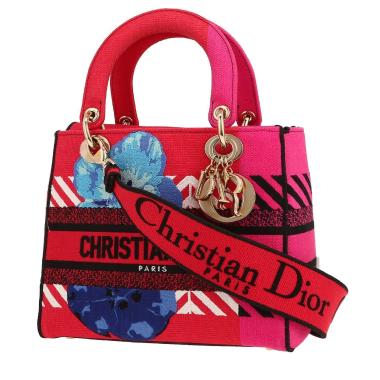 Borsa Dior  Lady D-Lite in tela rosa