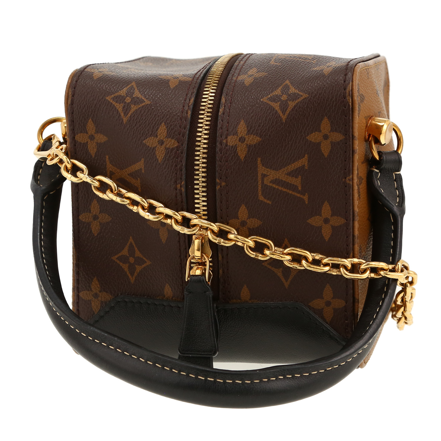 Sac à main Louis Vuitton  Square Bag en toile monogram marron et cuir noir - Detail D4
