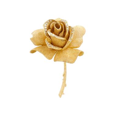 Mellerio   1950's brooch-pendant in yellow gold and diamonds