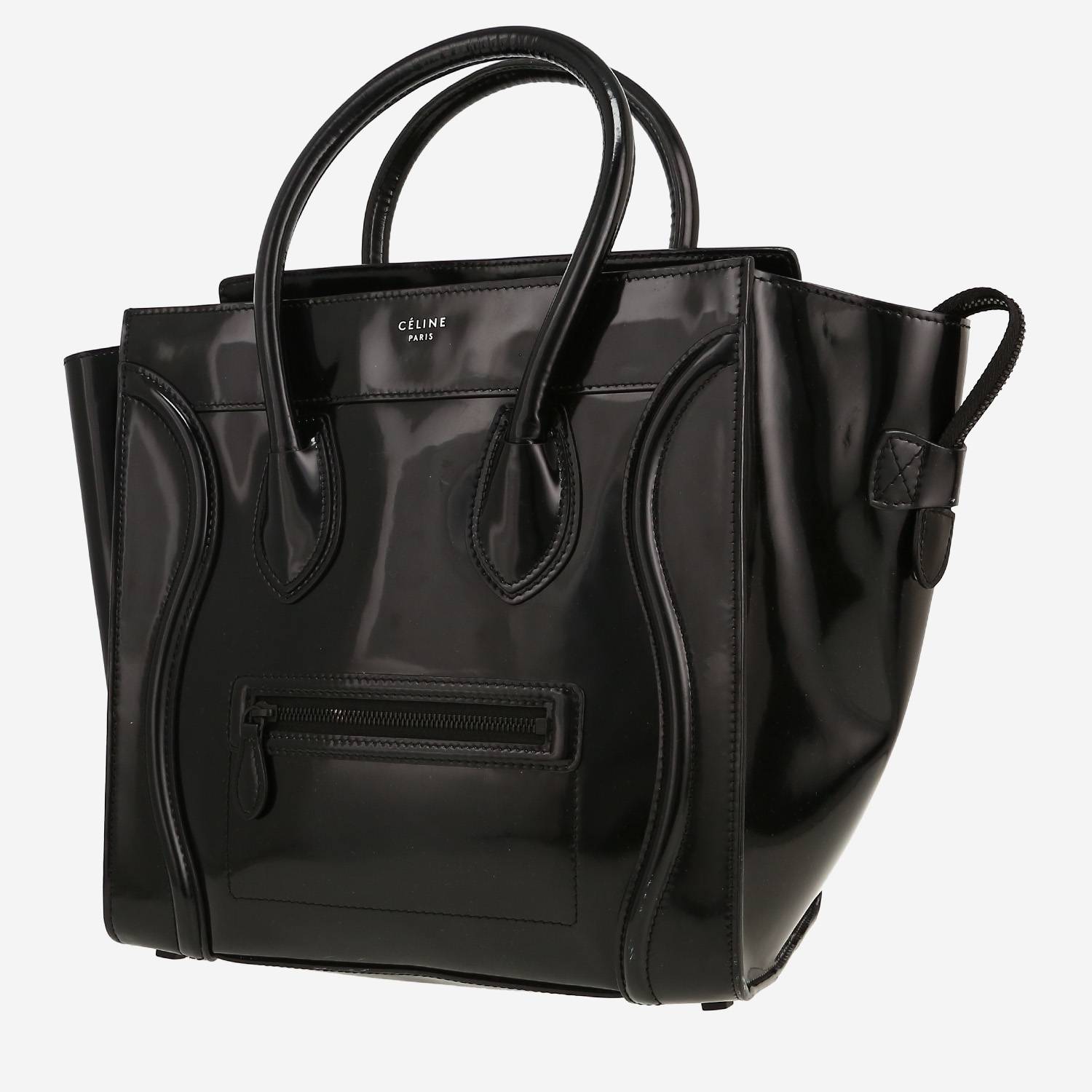 Celine  Luggage Mini handbag  in black patent leather