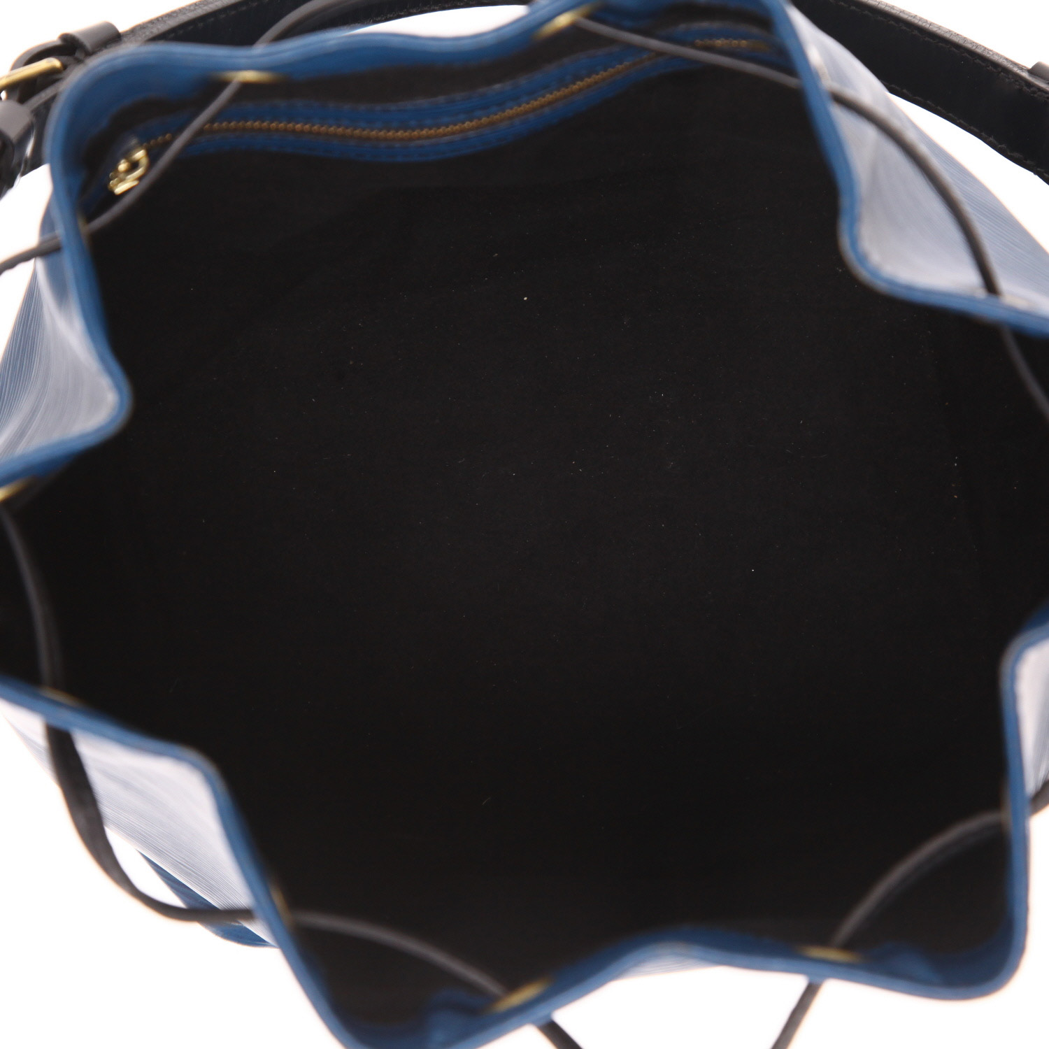 Sac à main Louis Vuitton  Noé en cuir épi bleu et cuir noir - Detail D3