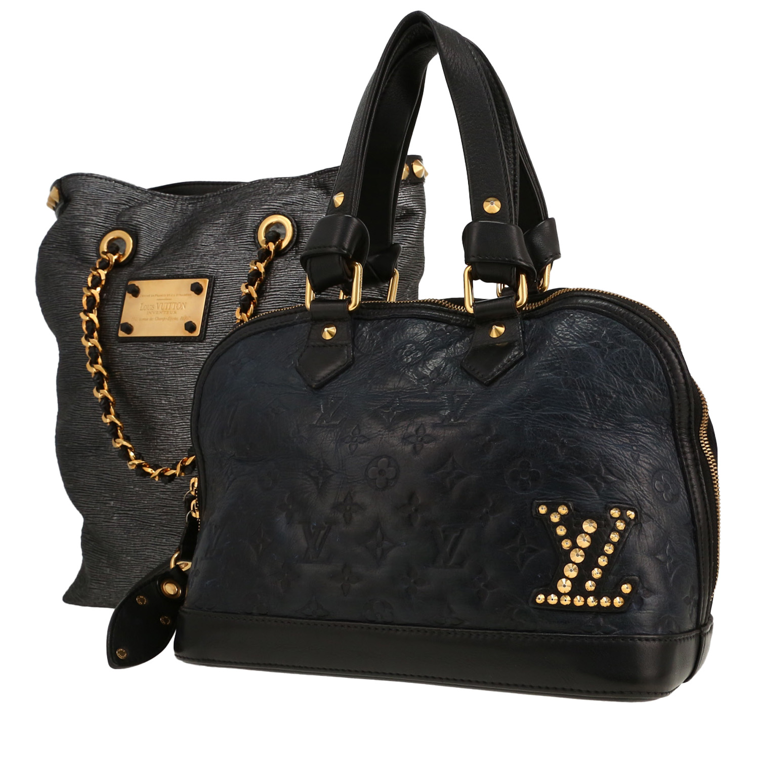 Bolso de mano Louis Vuitton  Editions Limitées en cuero monogram huella negro - Detail D6