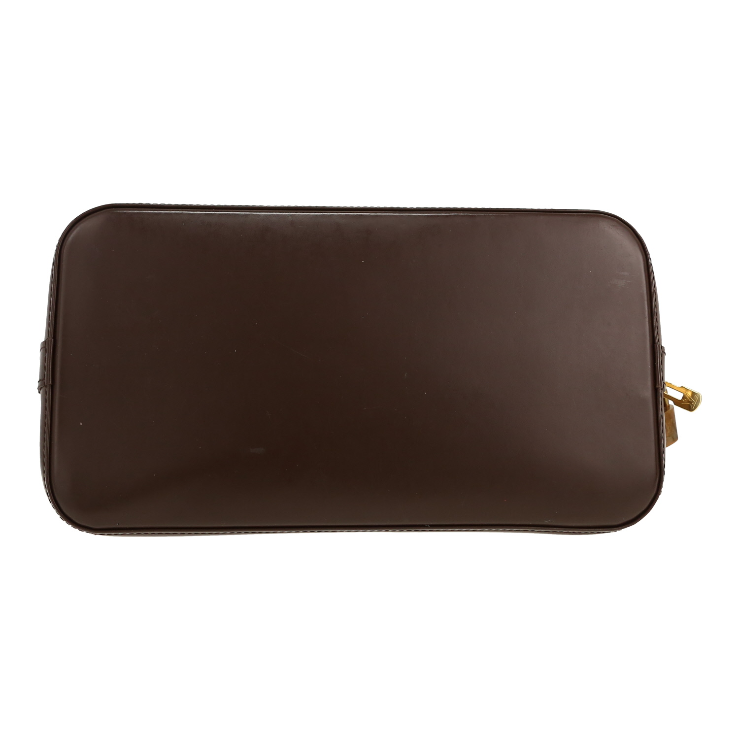 Louis Vuitton  Alma handbag  in ebene damier canvas  and brown leather - Detail D1