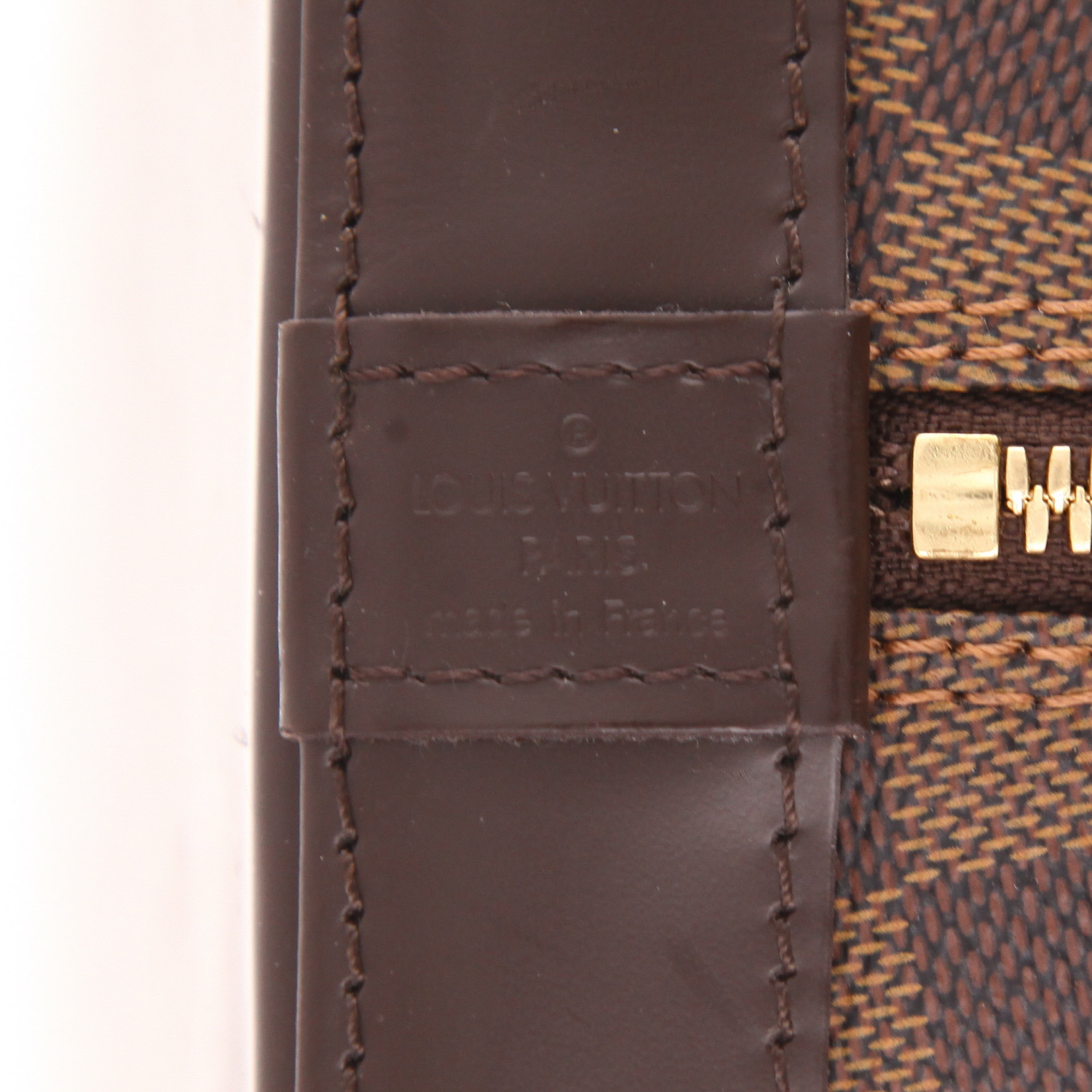 Bolso de mano Louis Vuitton  Alma en lona a cuadros ébano y cuero marrón - Detail D2