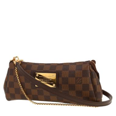 Louis Vuitton  Eva shoulder bag  in ebene damier canvas  and brown leather