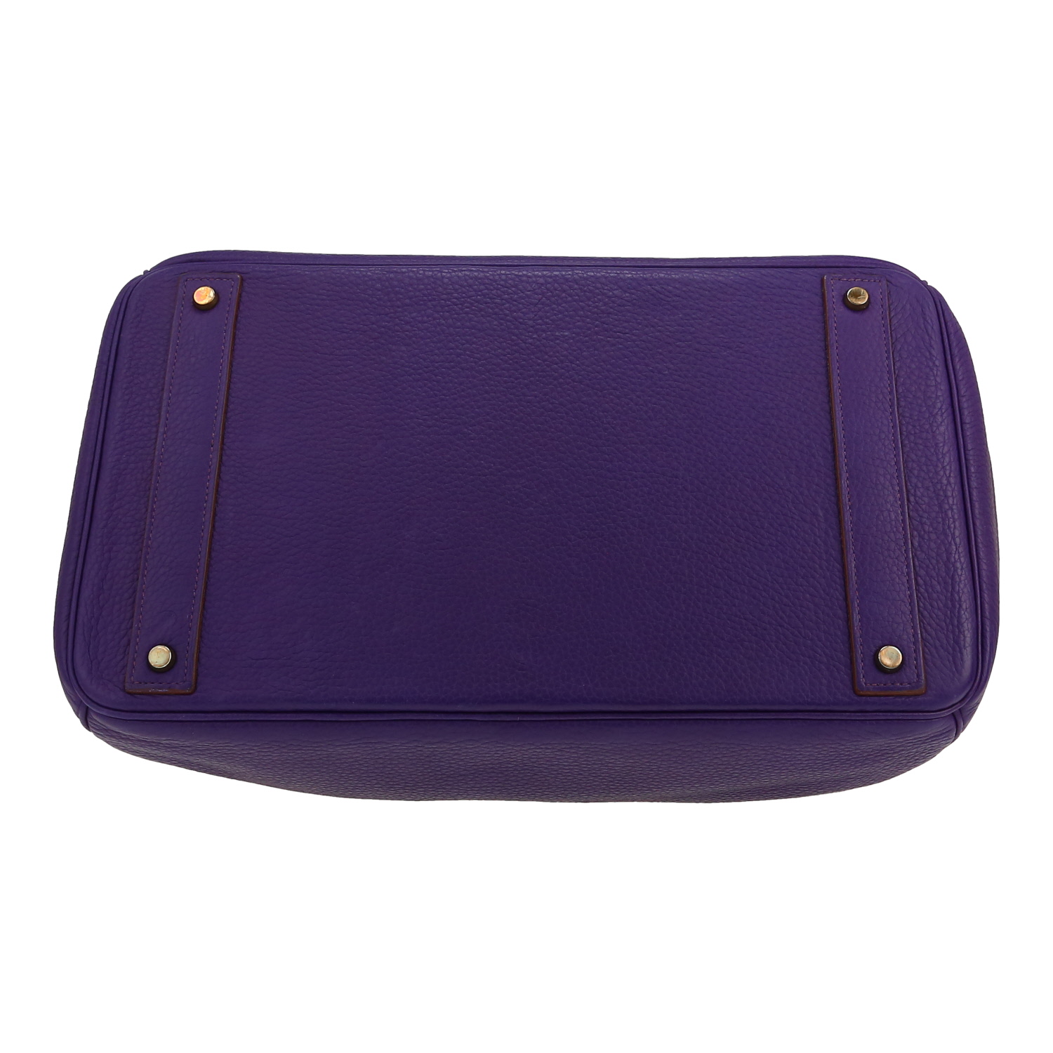 Hermès  Haut à Courroies weekend bag  in purple leather taurillon clémence - Detail D1