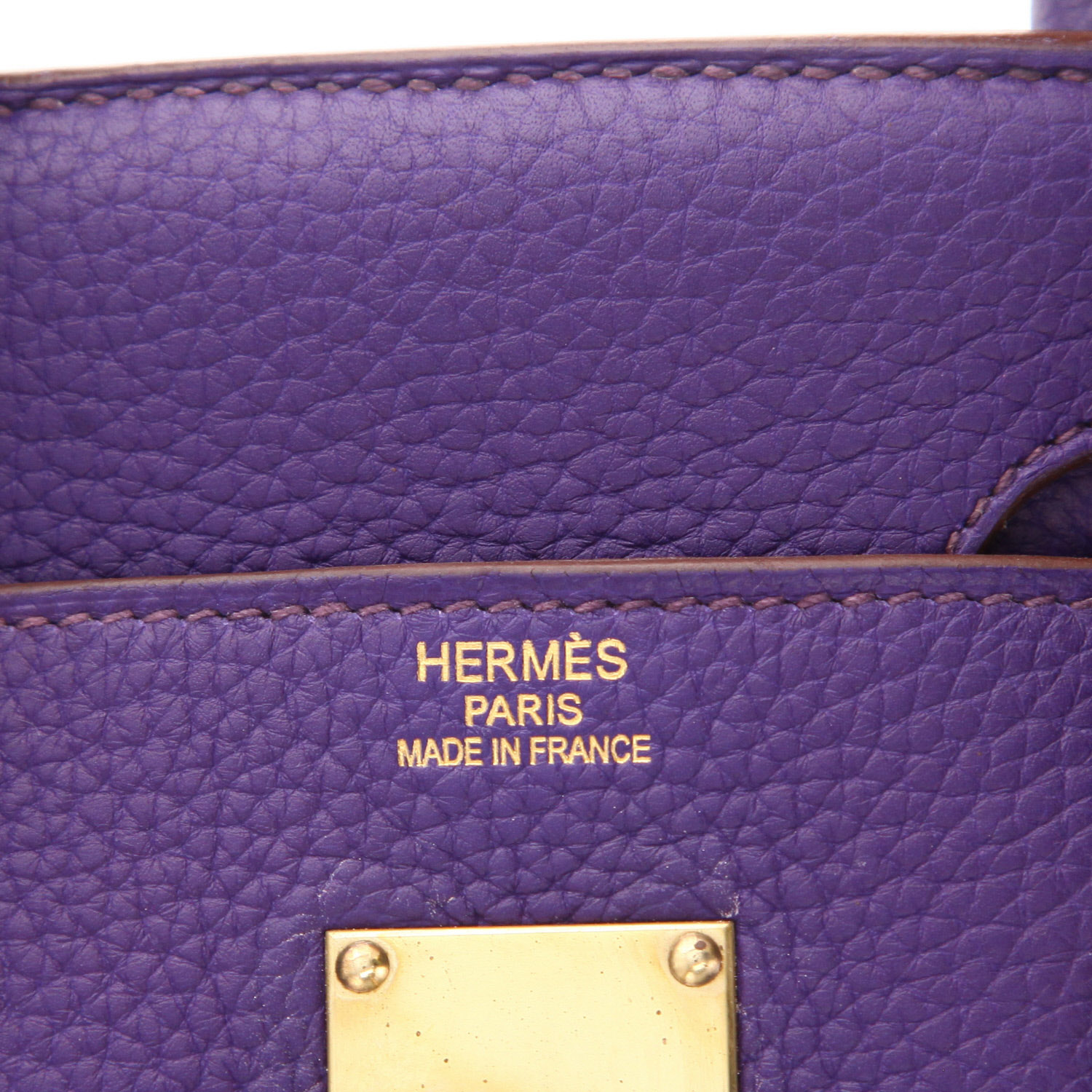 Hermès  Haut à Courroies weekend bag  in purple leather taurillon clémence - Detail D2