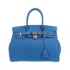 Sac à main Hermès  Birkin 30 cm en cuir togo bleu Mykonos et blanc - 360 thumbnail