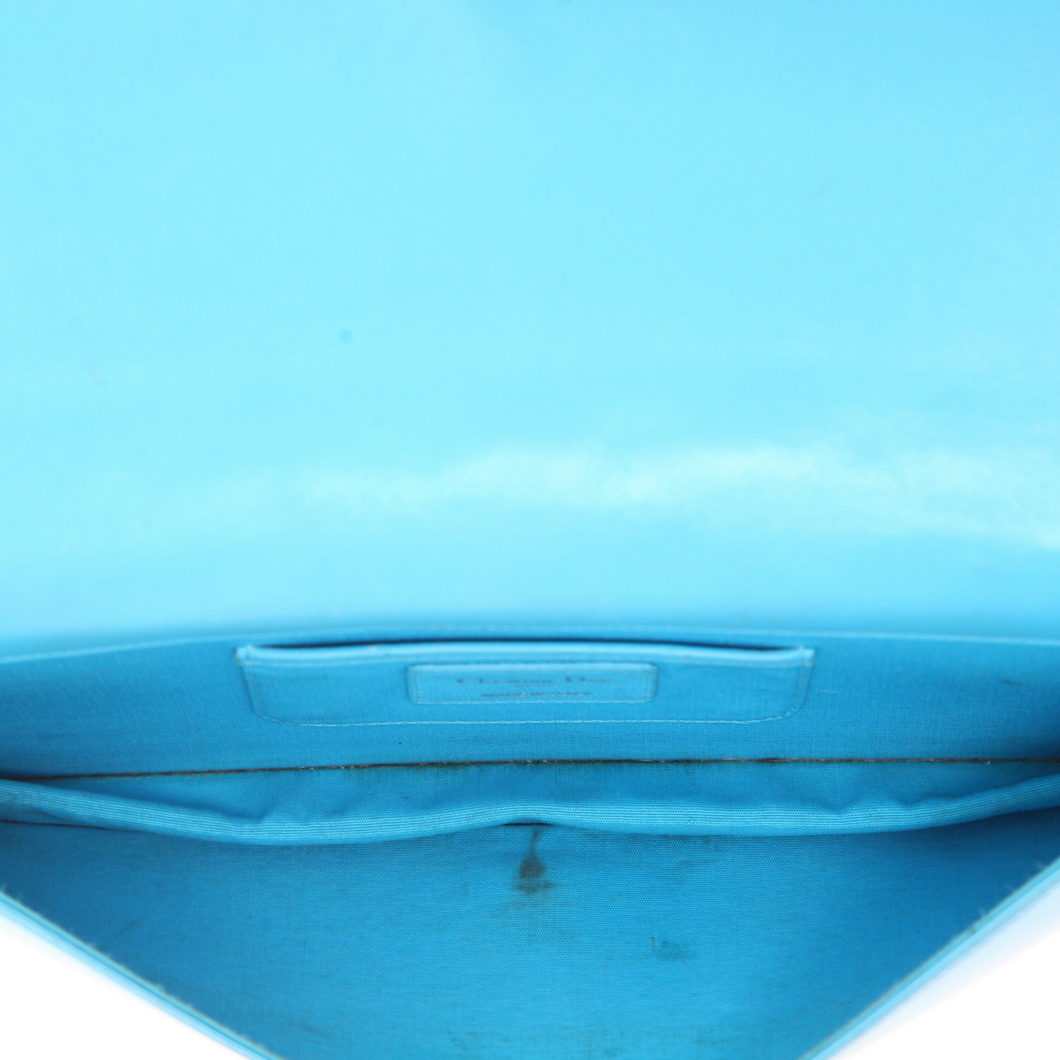 Pochette Dior  Lady Dior Wallet on Chain en cuir cannage turquoise - Detail D3