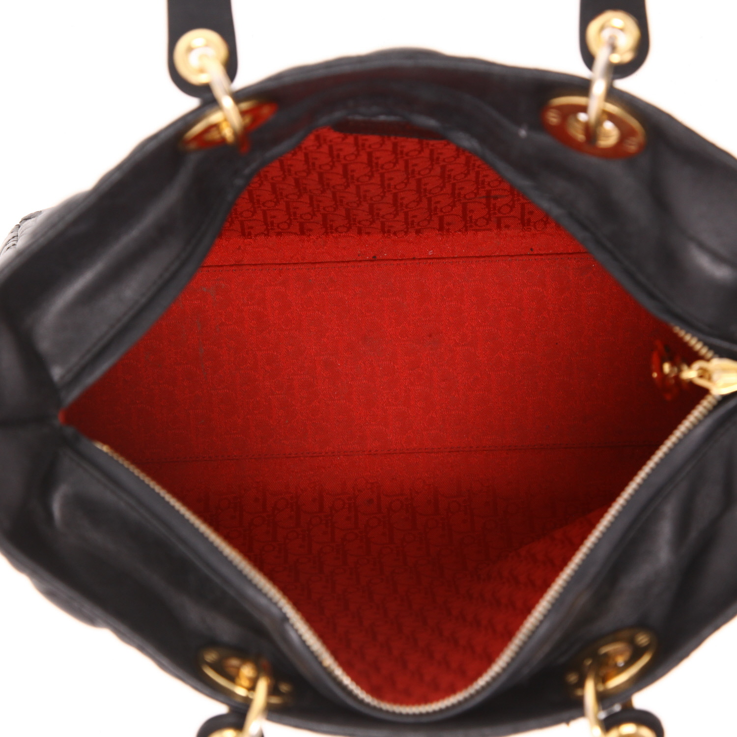 Sac à main Dior  Lady Dior en cuir cannage noir - Detail D3