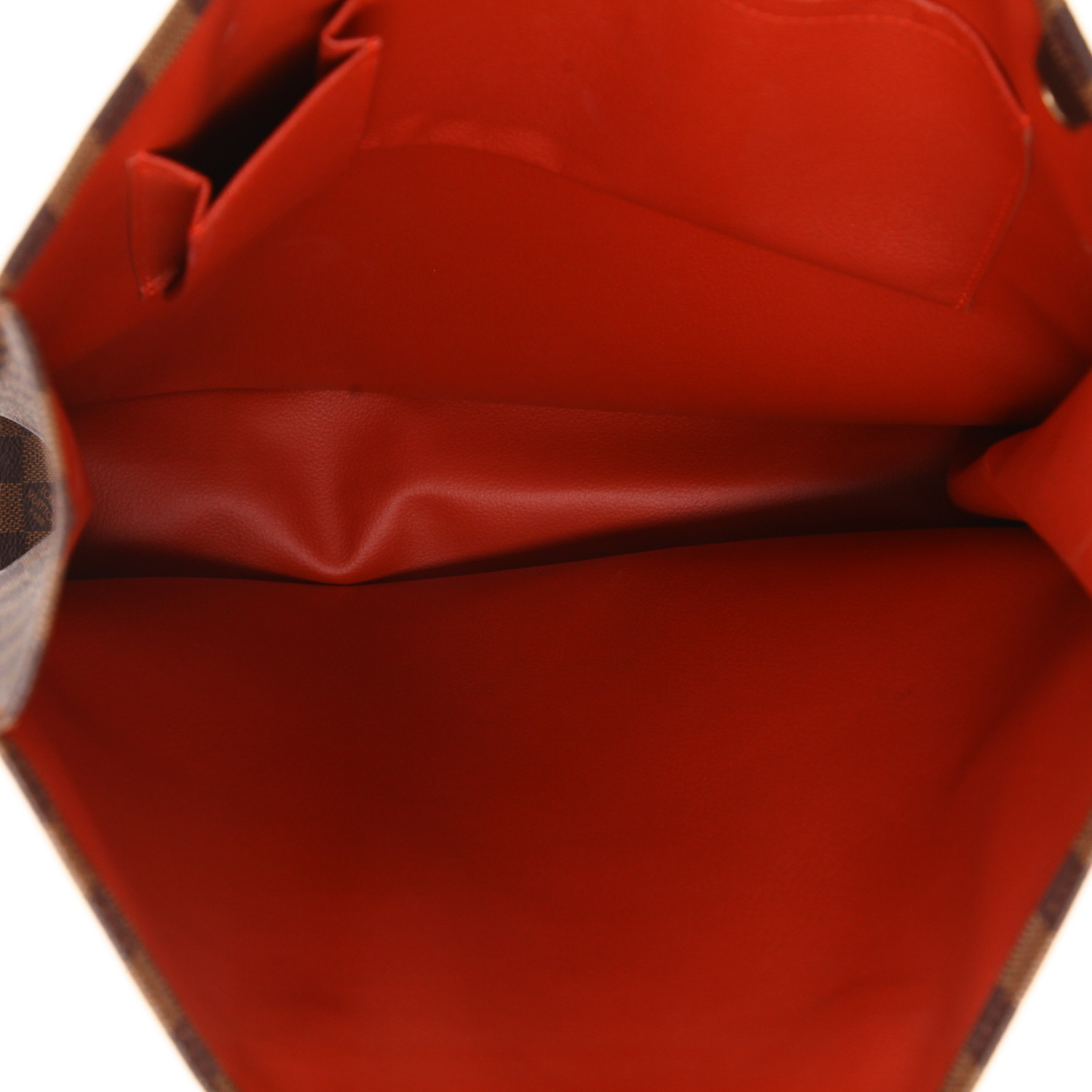 Bolso de mano Louis Vuitton  Sac Plat en lona a cuadros ébano y cuero marrón - Detail D3