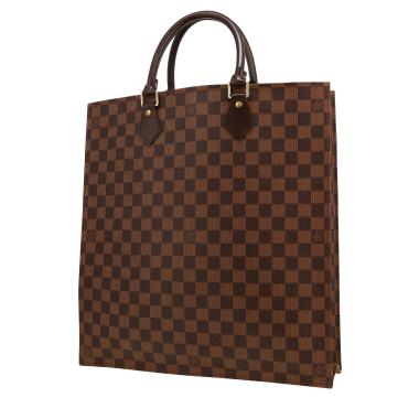 Bolso de mano Louis Vuitton  Sac Plat en lona a cuadros ébano y cuero marrón