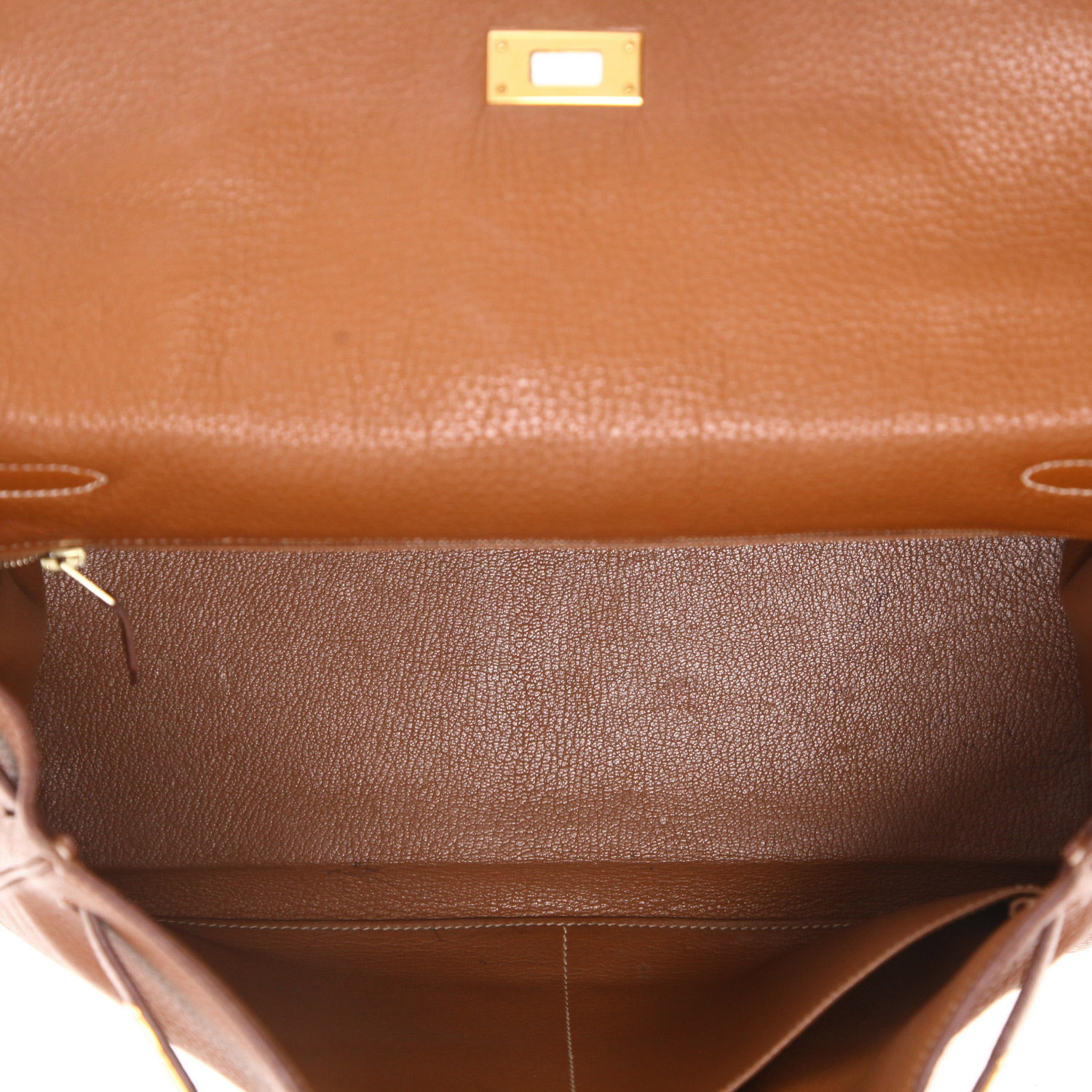 Hermès  Kelly 35 cm handbag  in gold togo leather - Detail D3